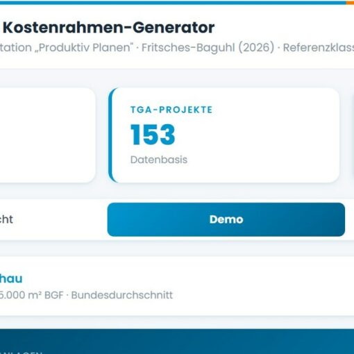TGA Kostenrahmen-Generator – Kosteneinschätzung mit Boxplots für 153 Referenzprojekte